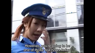 Subtitled Japanese public nudity miniskirt police striptease